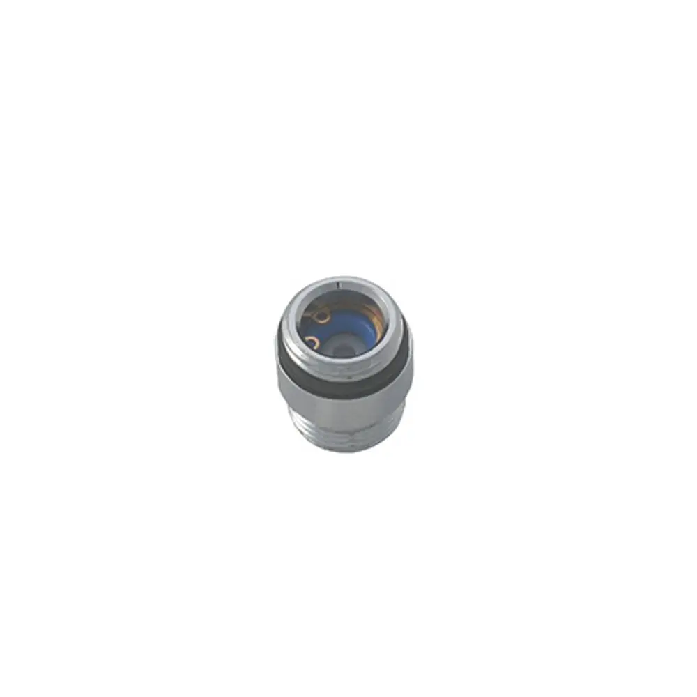 Brauseanschlussnippel aus Chrom von Kludi, ausgestattet mit Gewinde und Sichtfenster auf die Innenkomponenten. Ideal für Thermostate und ähnliche Anwendungen.